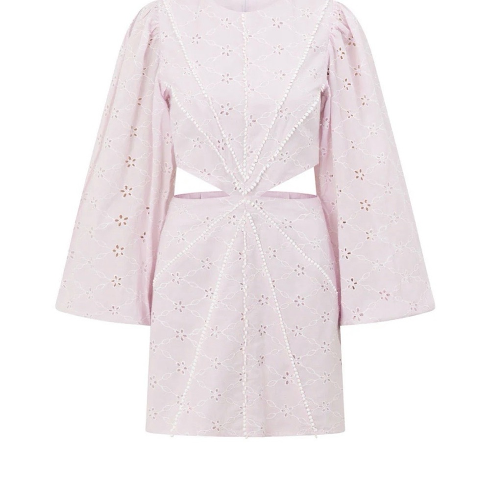 Sabo Skirt Pink Eyelet Midi Dress with Cutout Waist